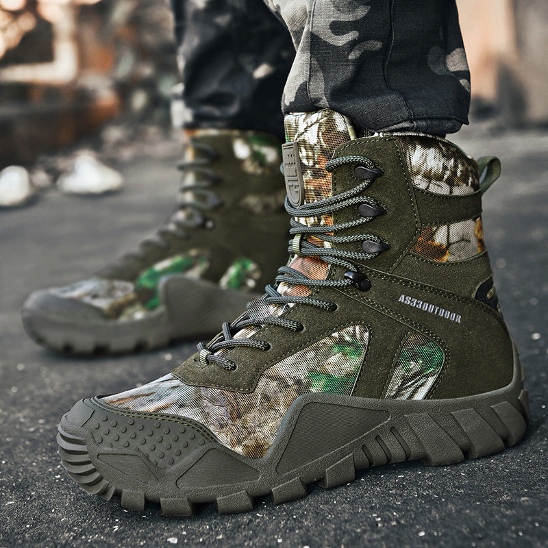 Men's High-Top Tactical Hiking Boots — Ankle Support Outdoor Combat Footwear