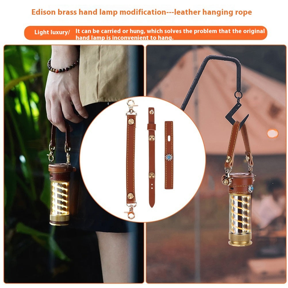 Leather Hanging Rope Camping Lantern Set 3 Piece