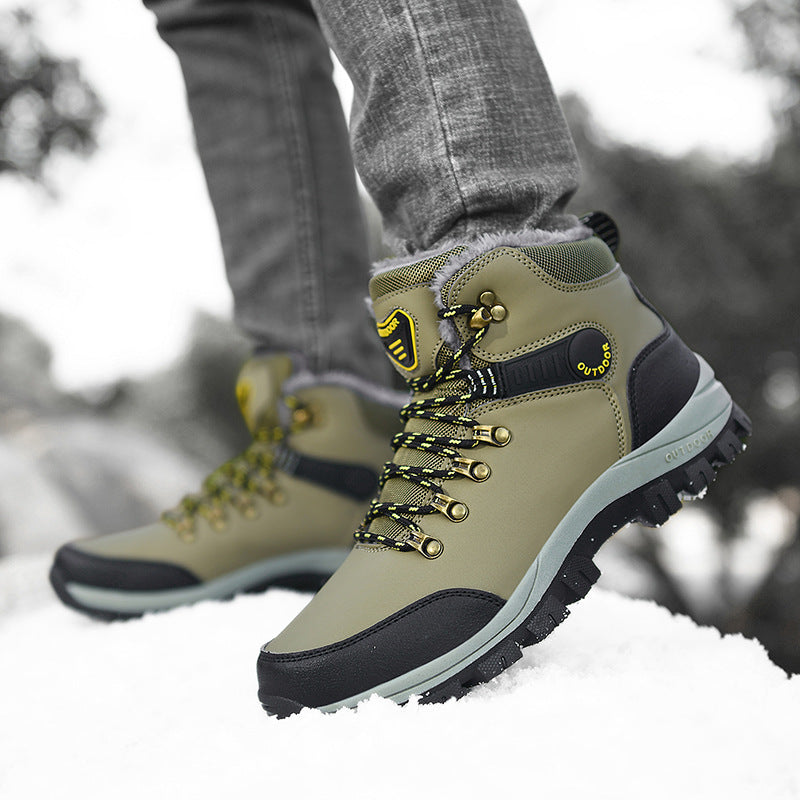 Winter Warm Plush Snow Ankle Boots Lace Up Hiking Shoes