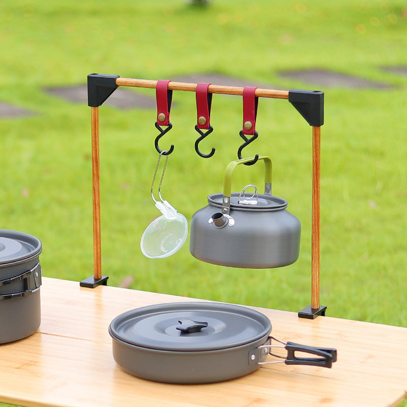 Adjustable Camping Table Rack With Pot And Stove Hooks