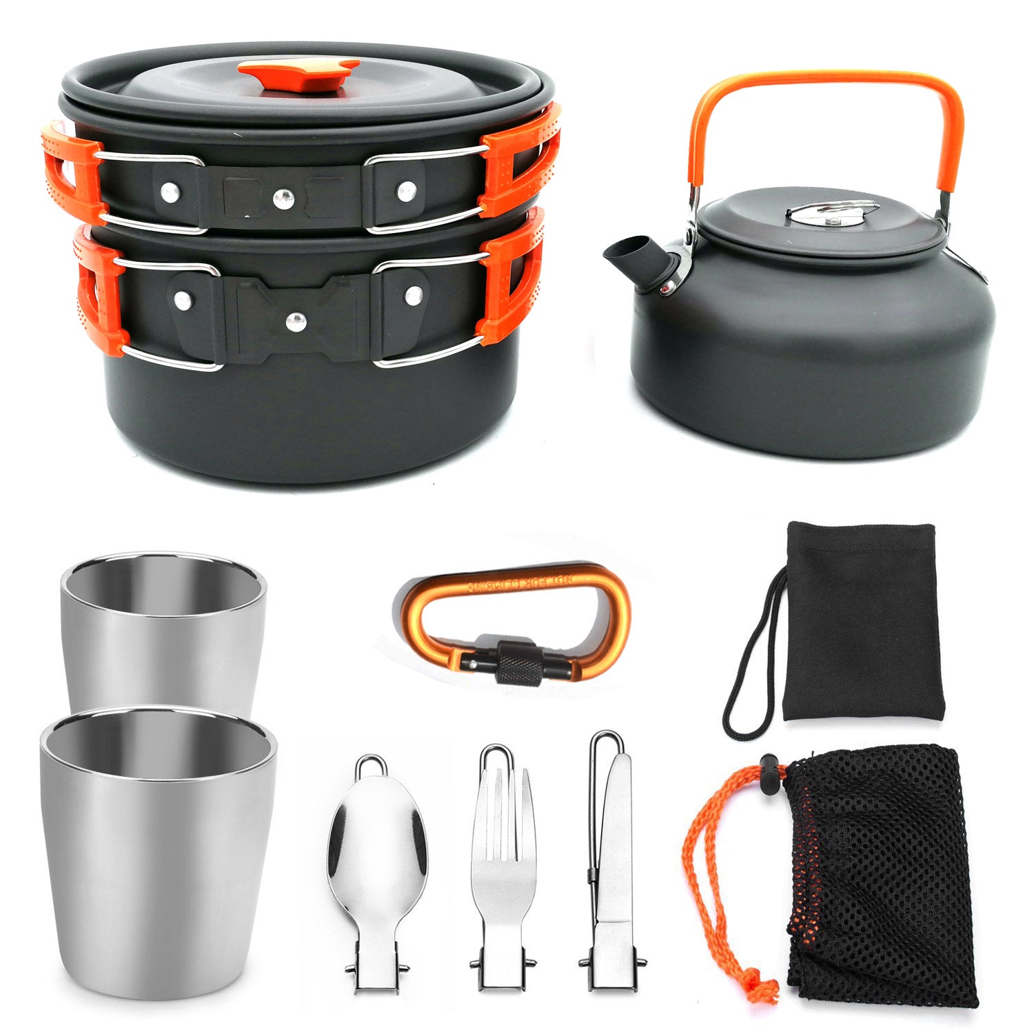 Camping Cookware Set With Cutlery For Hiking And Travel