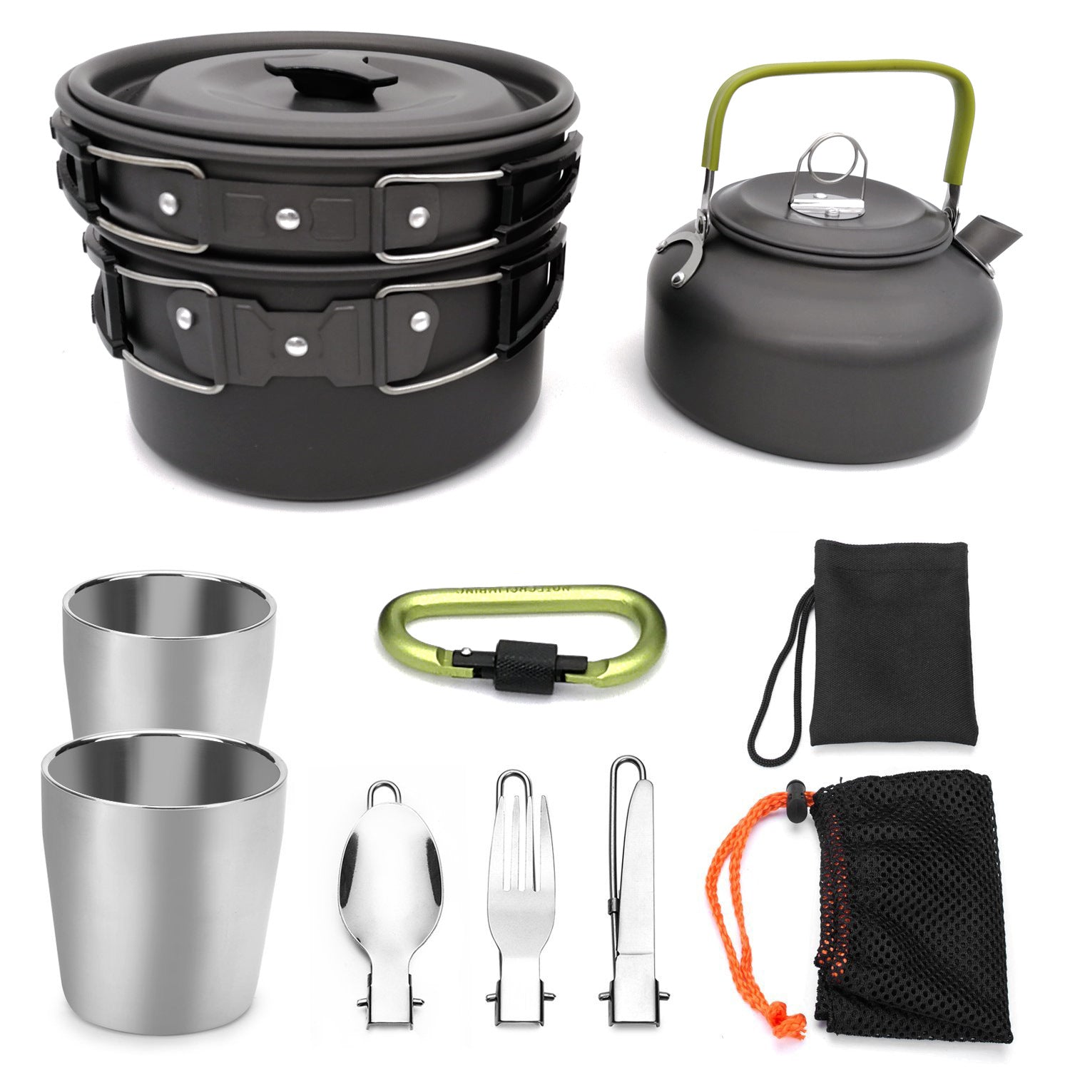 Camping Cookware Set With Cutlery For Hiking And Travel