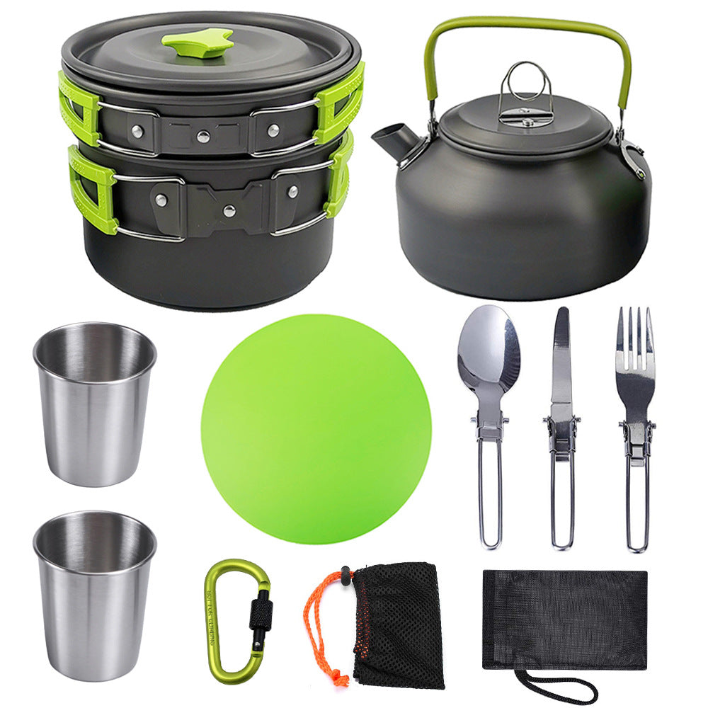 Camping Cookware Set With Cutlery For Hiking And Travel