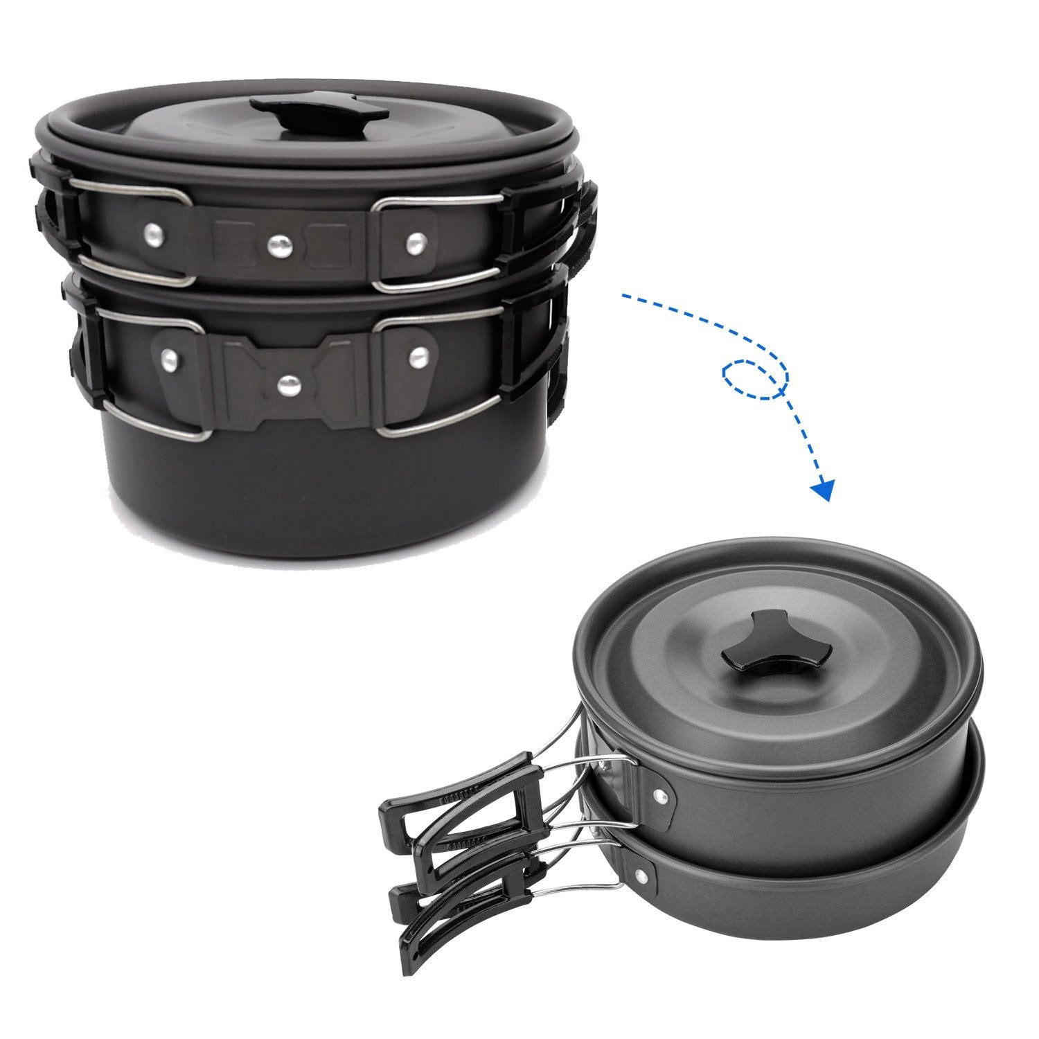 Camping Cookware Set With Cutlery For Hiking And Travel