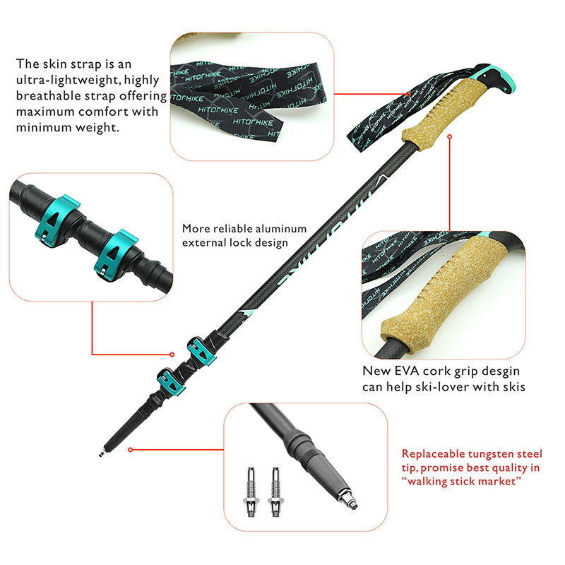 Straight Handle External Lock Trekking Pole For Travel Sports