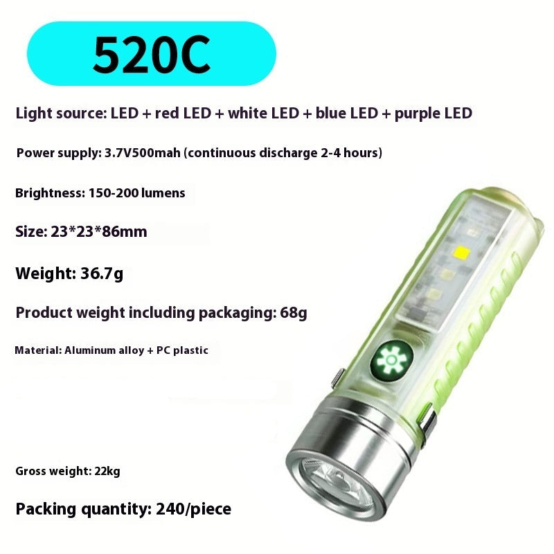 Rechargeable Waterproof UV LED Laser Camping Flashlight