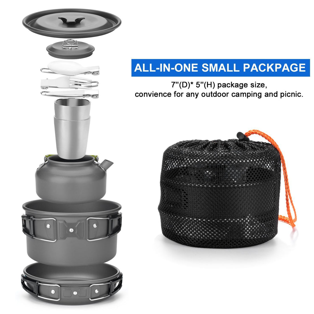 Camping Cookware Set With Cutlery For Hiking And Travel