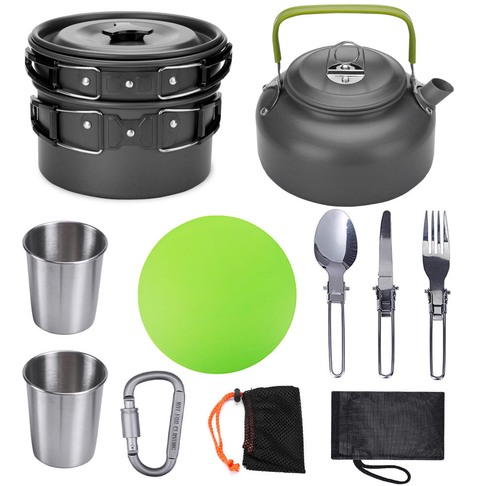 Camping Cookware Set With Cutlery For Hiking And Travel