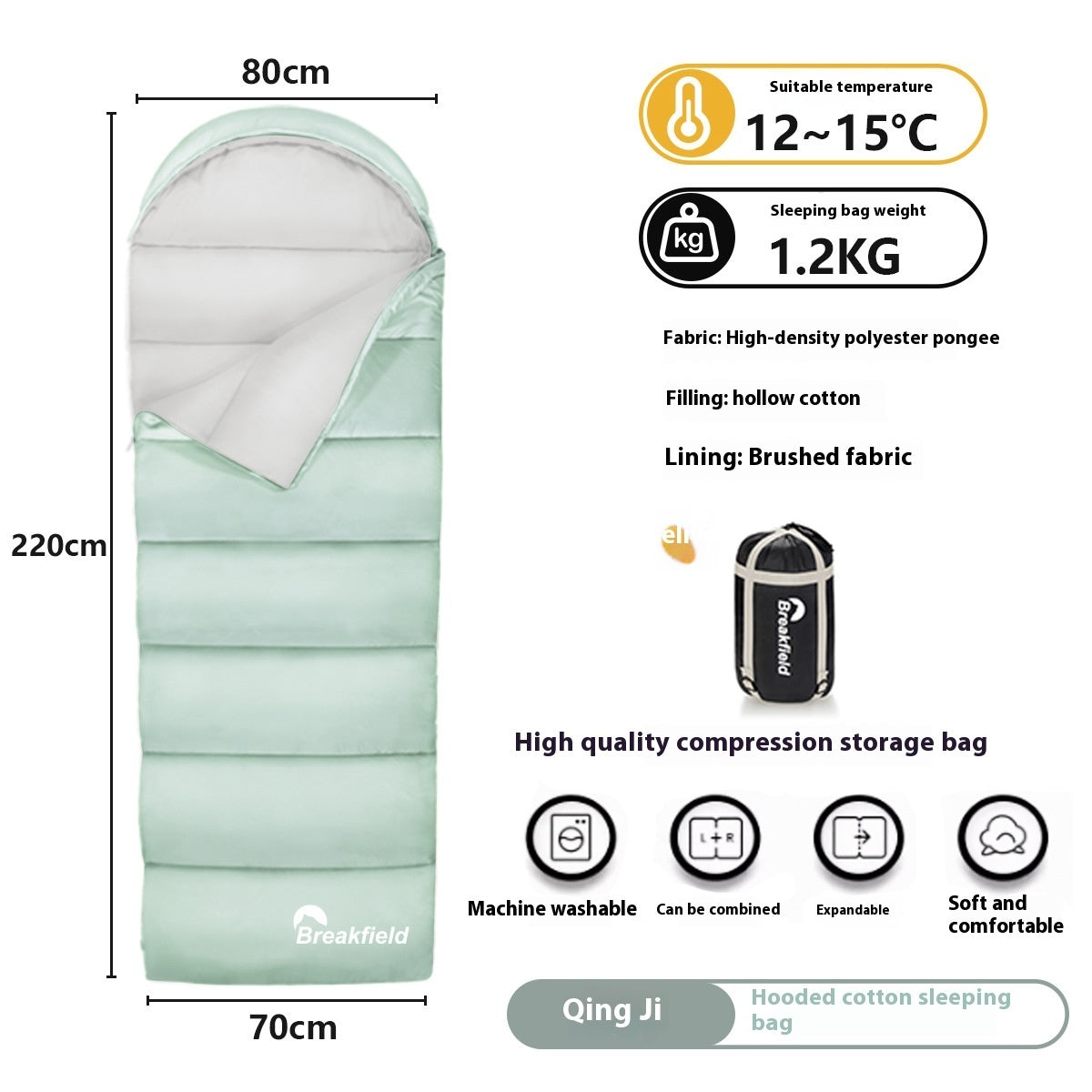 Thickened Waterproof Cotton Four Seasons Camping Sleeping Bag
