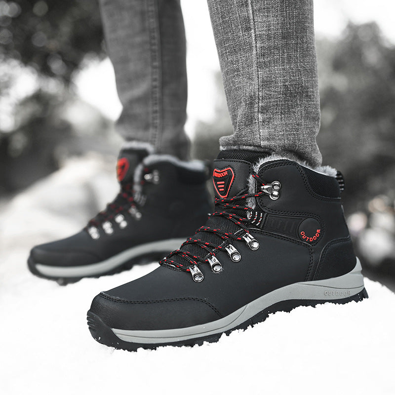 Winter Warm Plush Snow Ankle Boots Lace Up Hiking Shoes