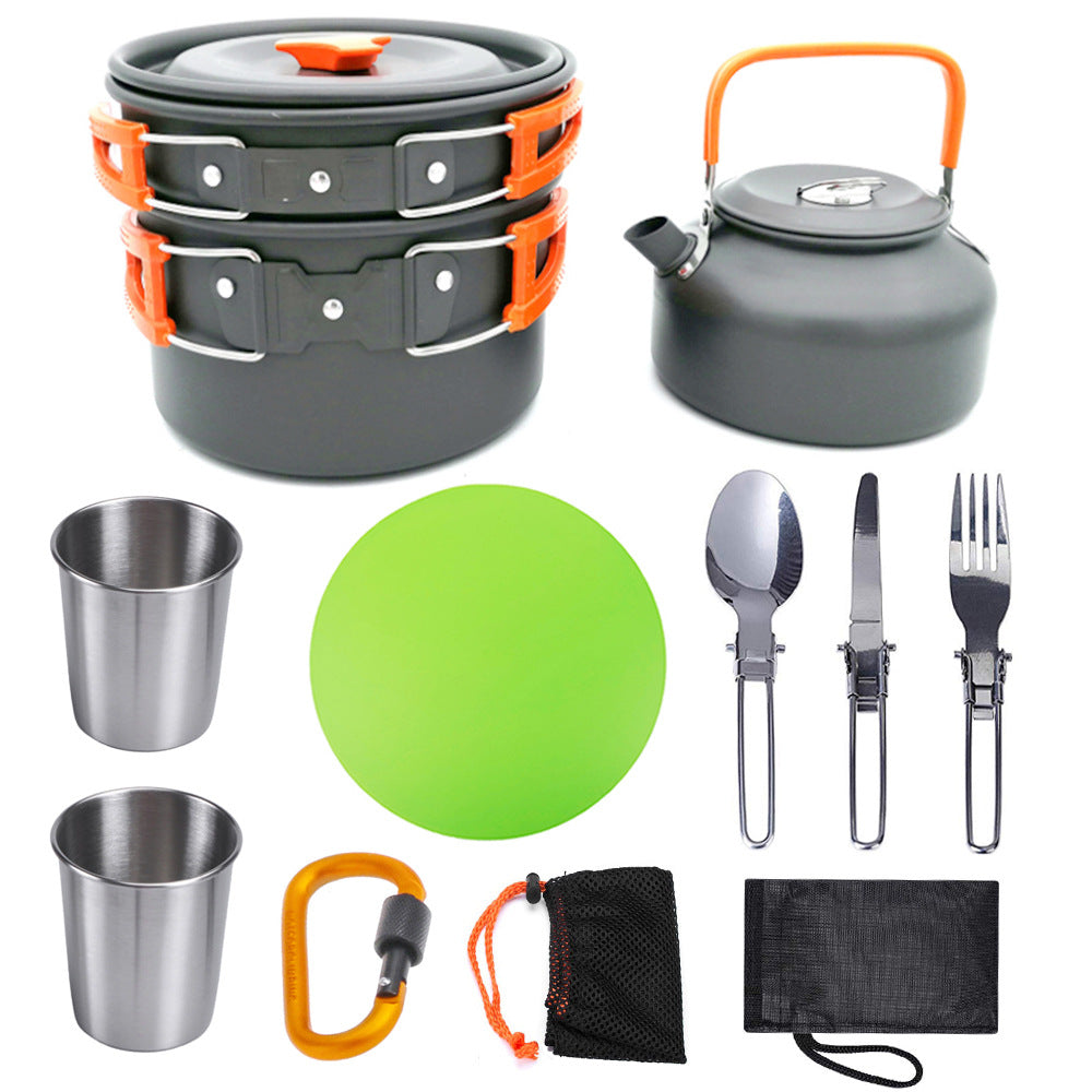 Camping Cookware Set With Cutlery For Hiking And Travel