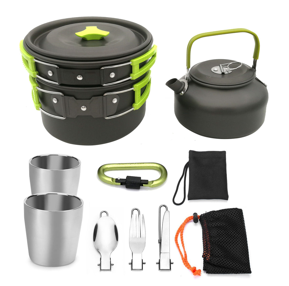 Camping Cookware Set With Cutlery For Hiking And Travel