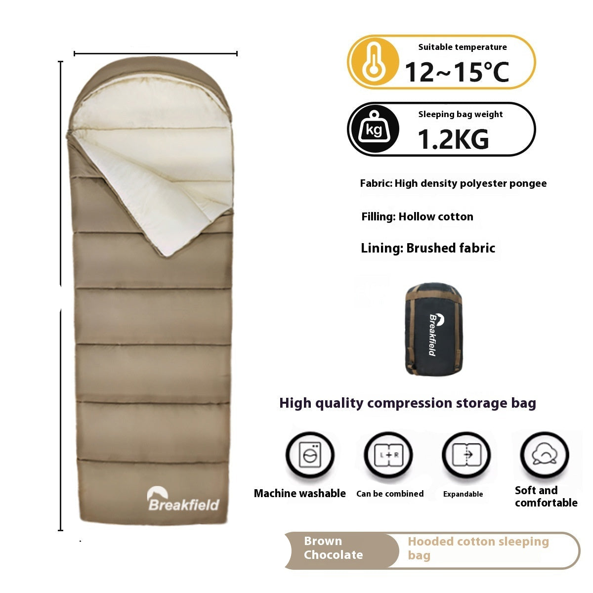 Thickened Waterproof Cotton Four Seasons Camping Sleeping Bag