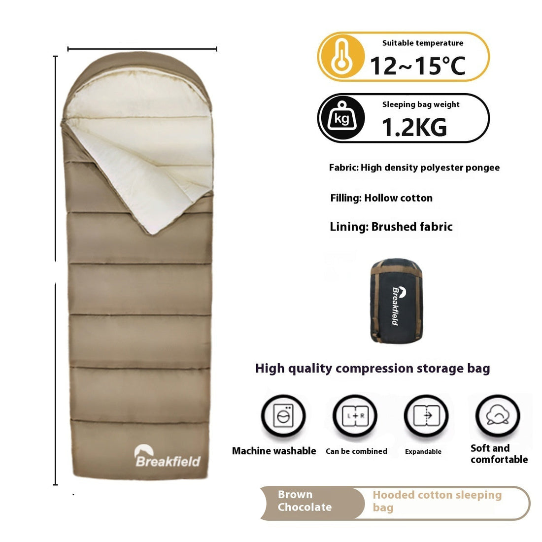 Thickened Waterproof Cotton Four Seasons Camping Sleeping Bag