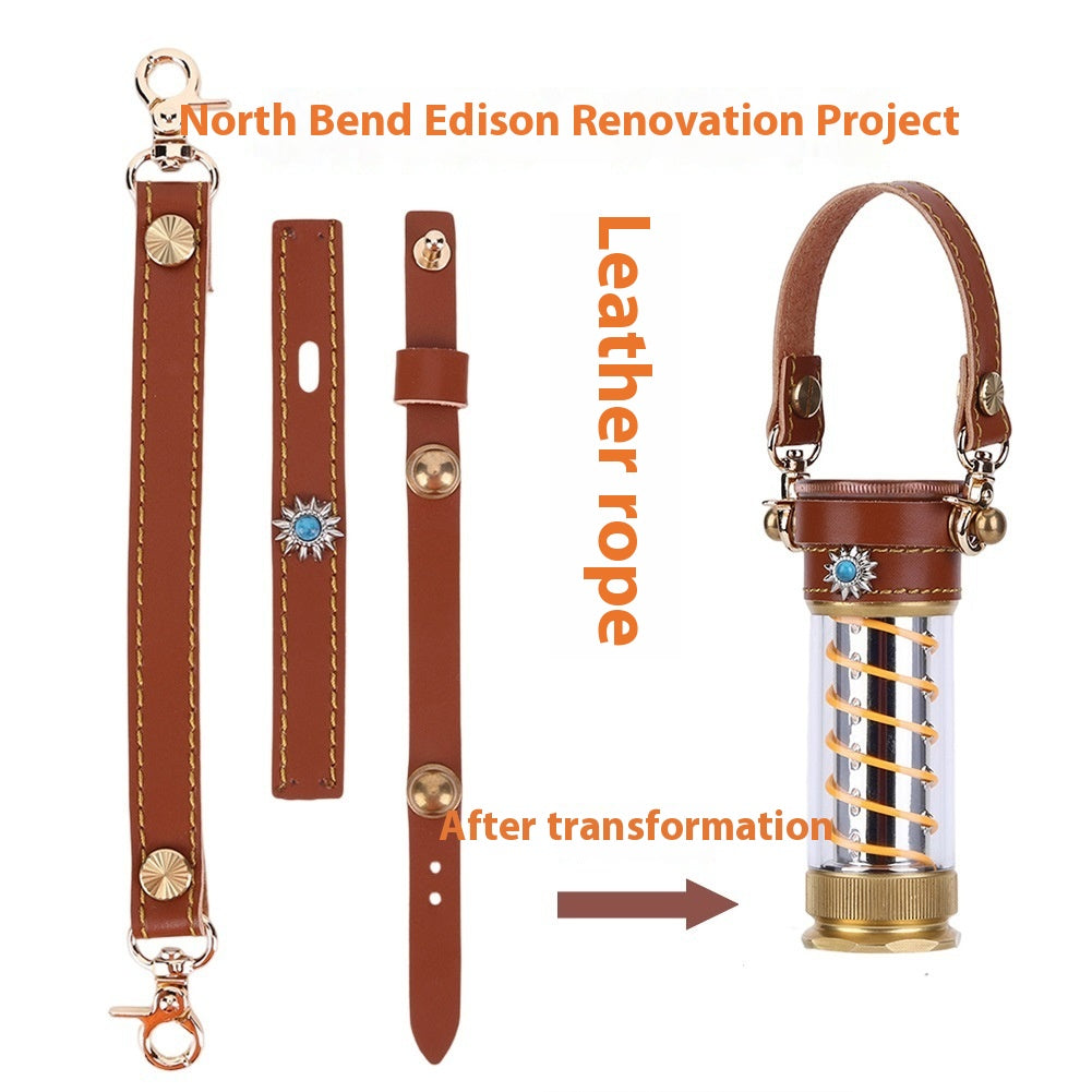 Leather Hanging Rope Camping Lantern Set 3 Piece