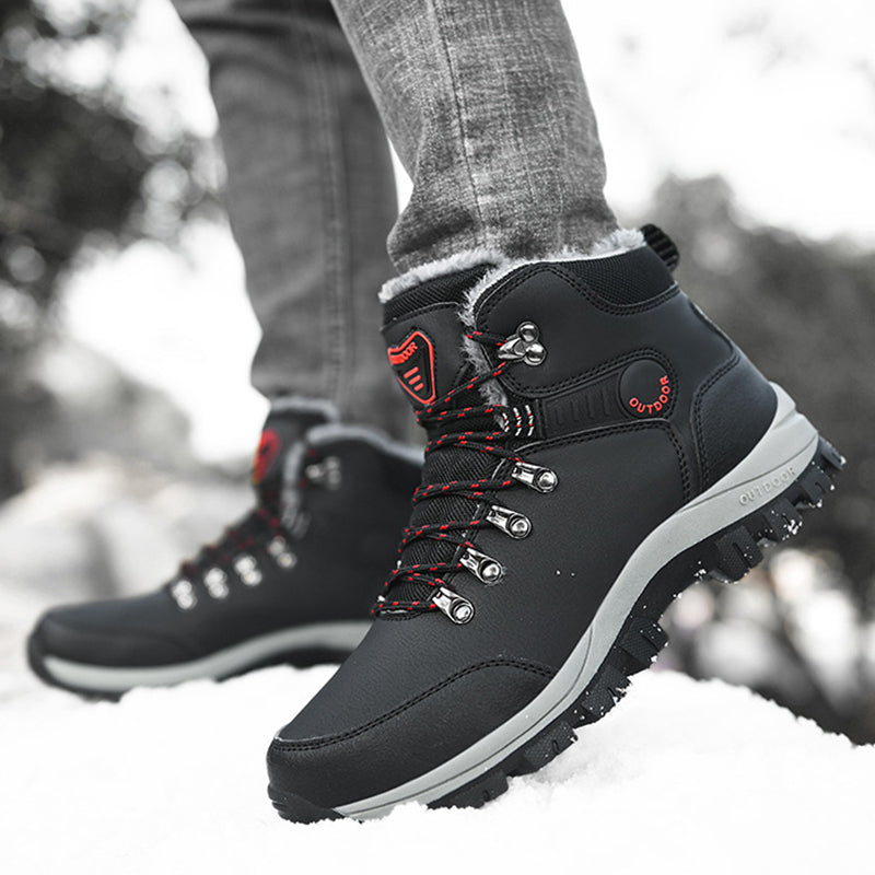Winter Warm Plush Snow Ankle Boots Lace Up Hiking Shoes
