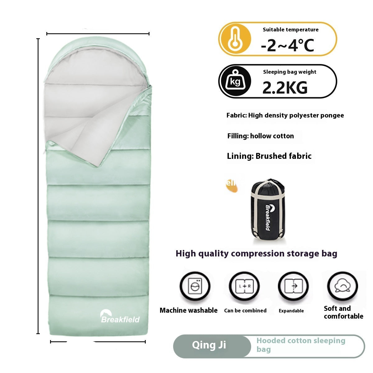 Thickened Waterproof Cotton Four Seasons Camping Sleeping Bag