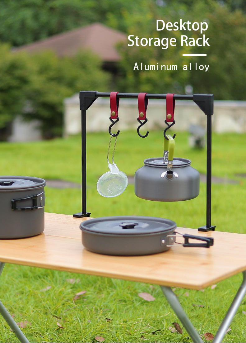 Adjustable Camping Table Rack With Pot And Stove Hooks
