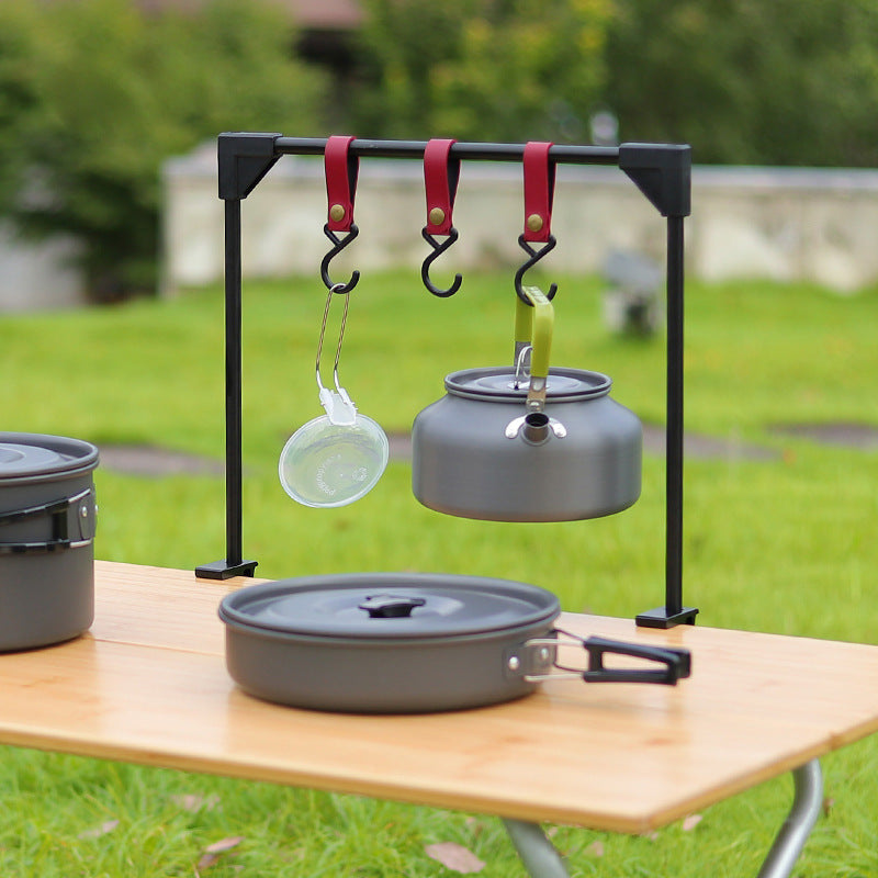Adjustable Camping Table Rack With Pot And Stove Hooks