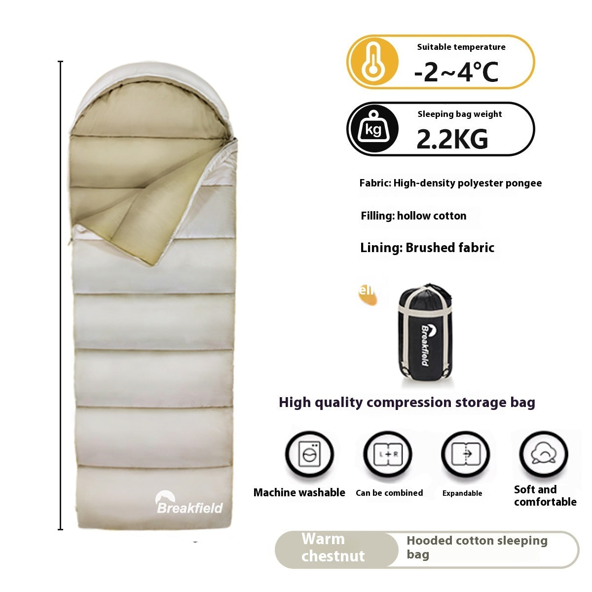 Thickened Waterproof Cotton Four Seasons Camping Sleeping Bag