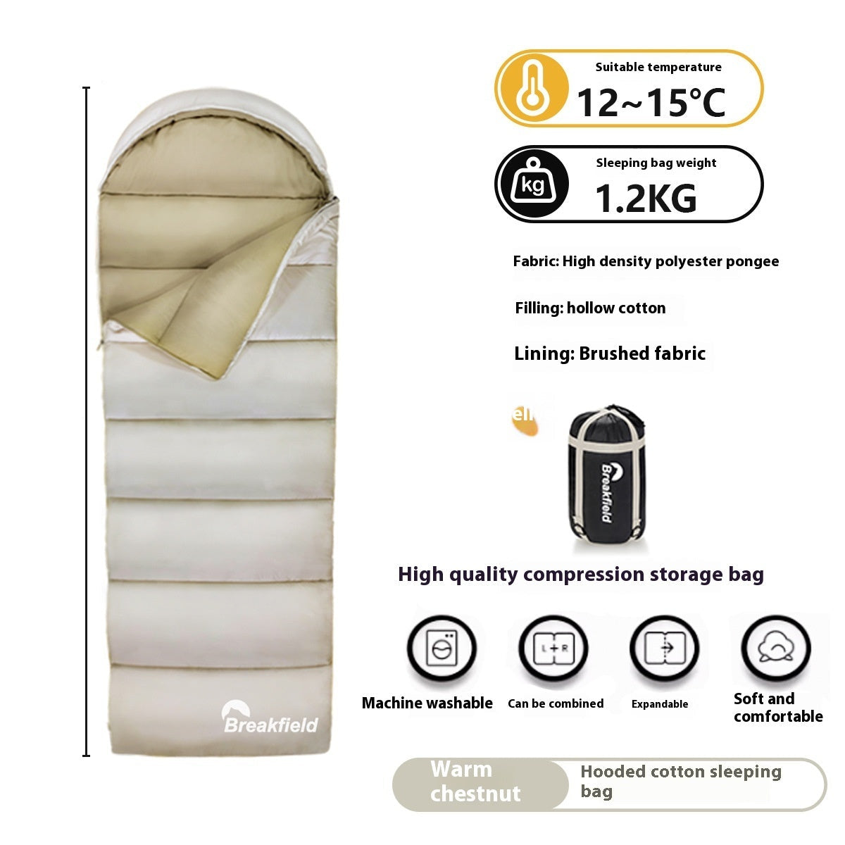 Thickened Waterproof Cotton Four Seasons Camping Sleeping Bag