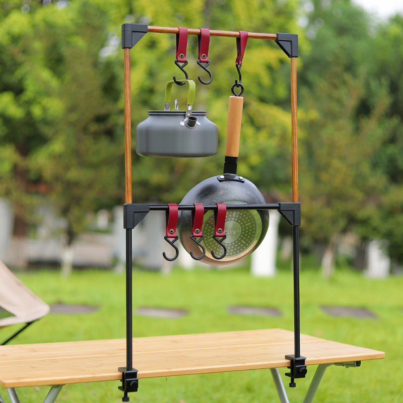 Adjustable Camping Table Rack With Pot And Stove Hooks