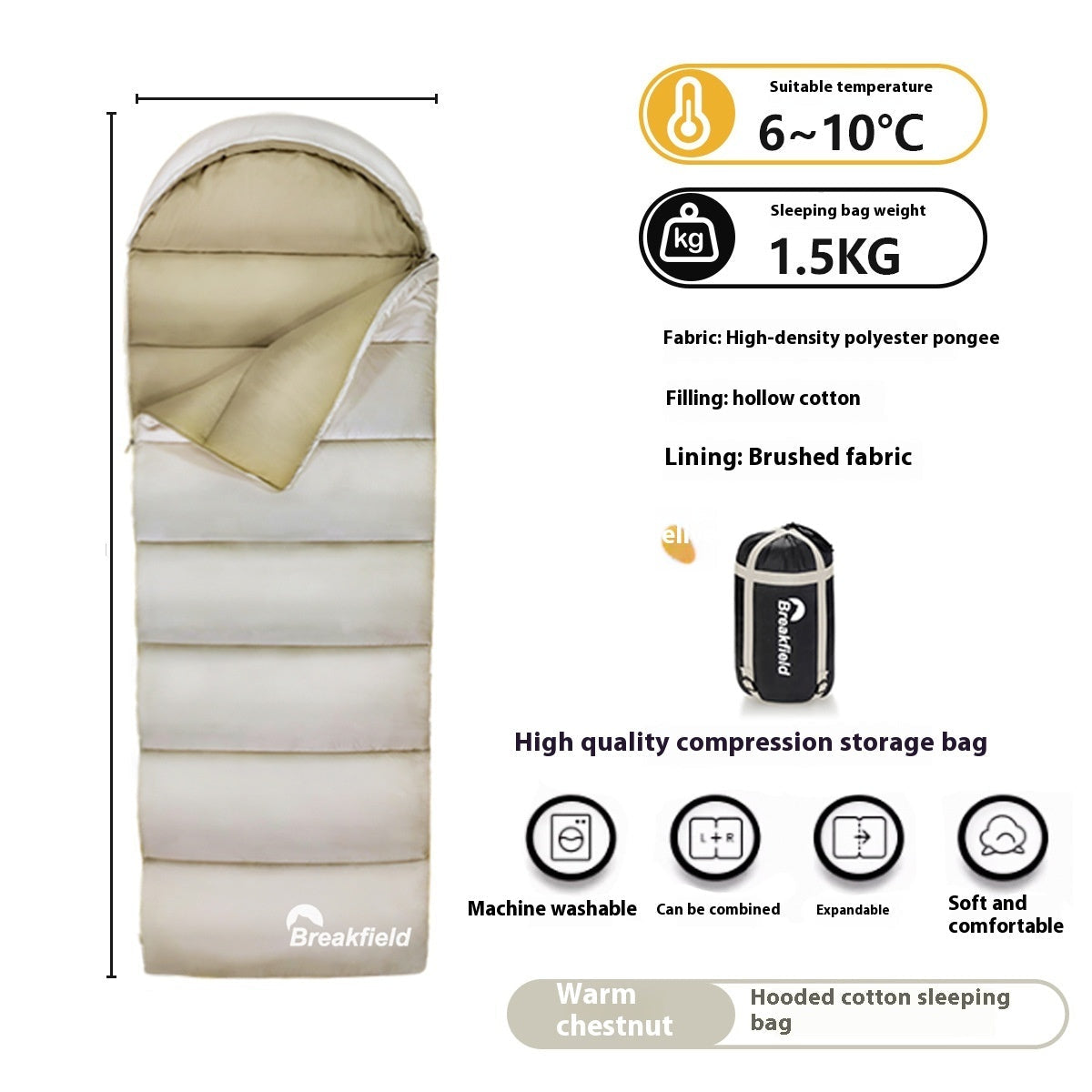 Thickened Waterproof Cotton Four Seasons Camping Sleeping Bag